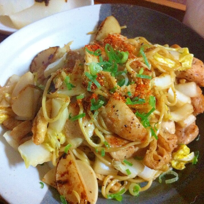 ポン酢で味付け！さっぱり鶏焼きそば